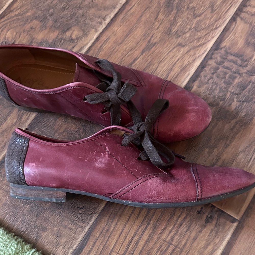 Naya Teak Oxfords Maroon Leather Brown Laces - Picture 4 of 5